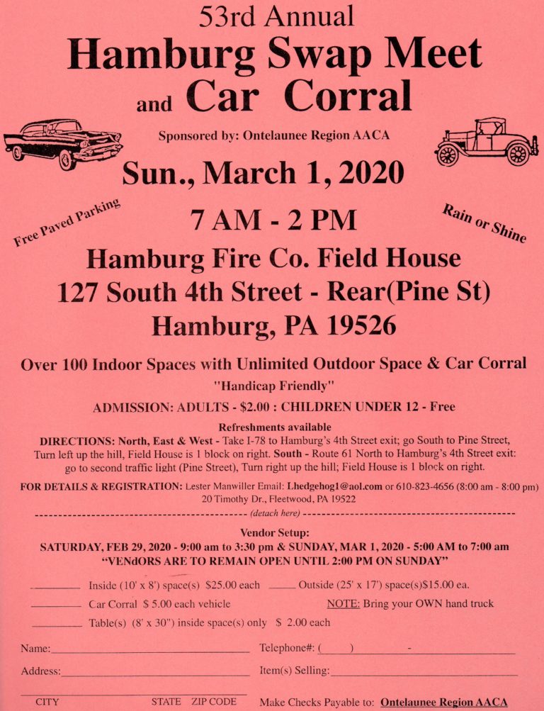 53rd Annual Hamburg Swap Meet and Car Corral Ontelaunee Region AACA